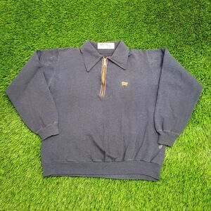 Vintage 80s Hands-Off 1/4 Zip Collard Sweater Womens L 20x21 Boxy Cropped USA